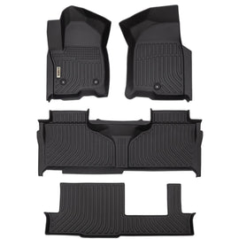 GMC Yukon XL / Chevy Suburban / Cadillac Escalade ESV 8 Seats (2nd Row Bench) 2021-2025 Black Floor Mats TPE
