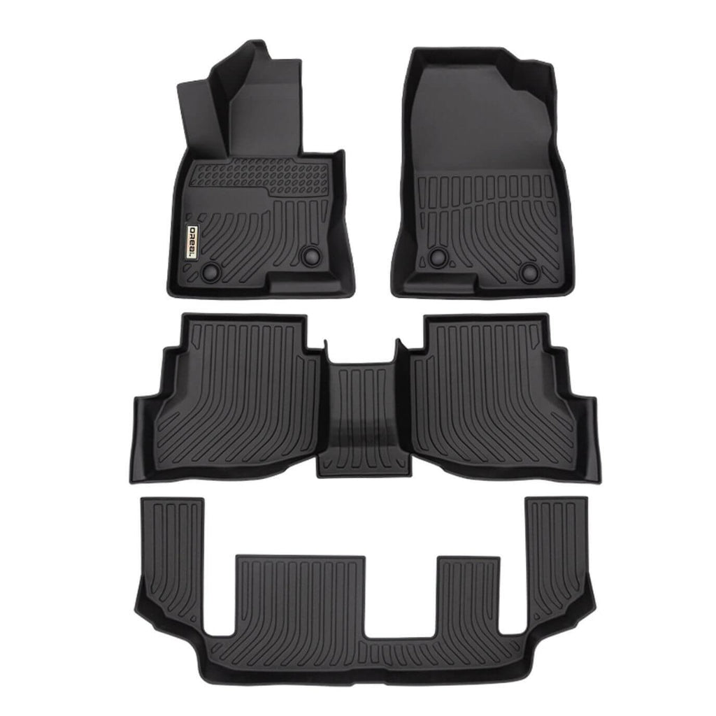 Mazda CX-9 2016-2025 (2nd Row Bench) Black Floor Mats TPE