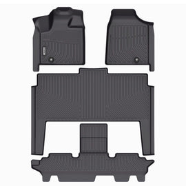 Dodge Caravan/Grand Caravan 2011-2021 (2nd Row Bucket) Black Floor Mats TPE