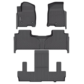 GMC Yukon XL / Chevy Suburban / Cadillac Escalade ESV 7 Seats (2nd Row Bucket) 2021-2025 Black Floor Mats TPE