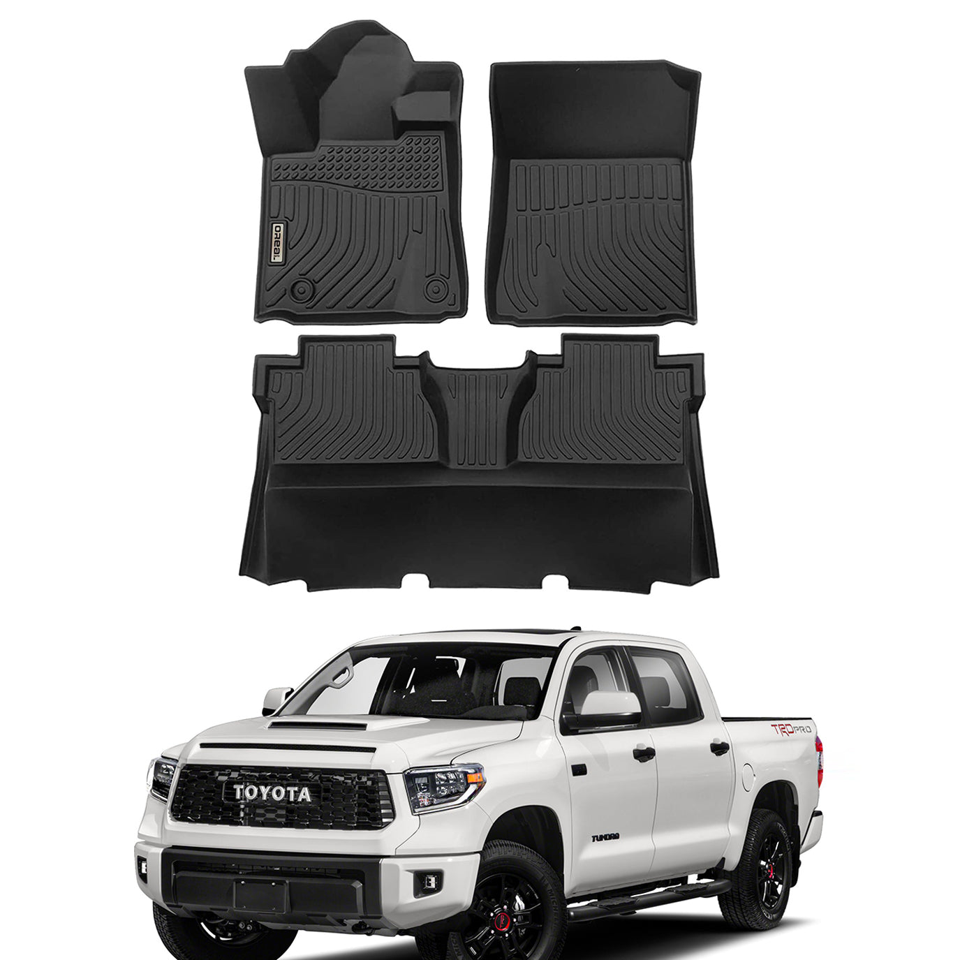 Toyota Tundra CrewMax 20222023 Black Floor Mats TPE orealauto