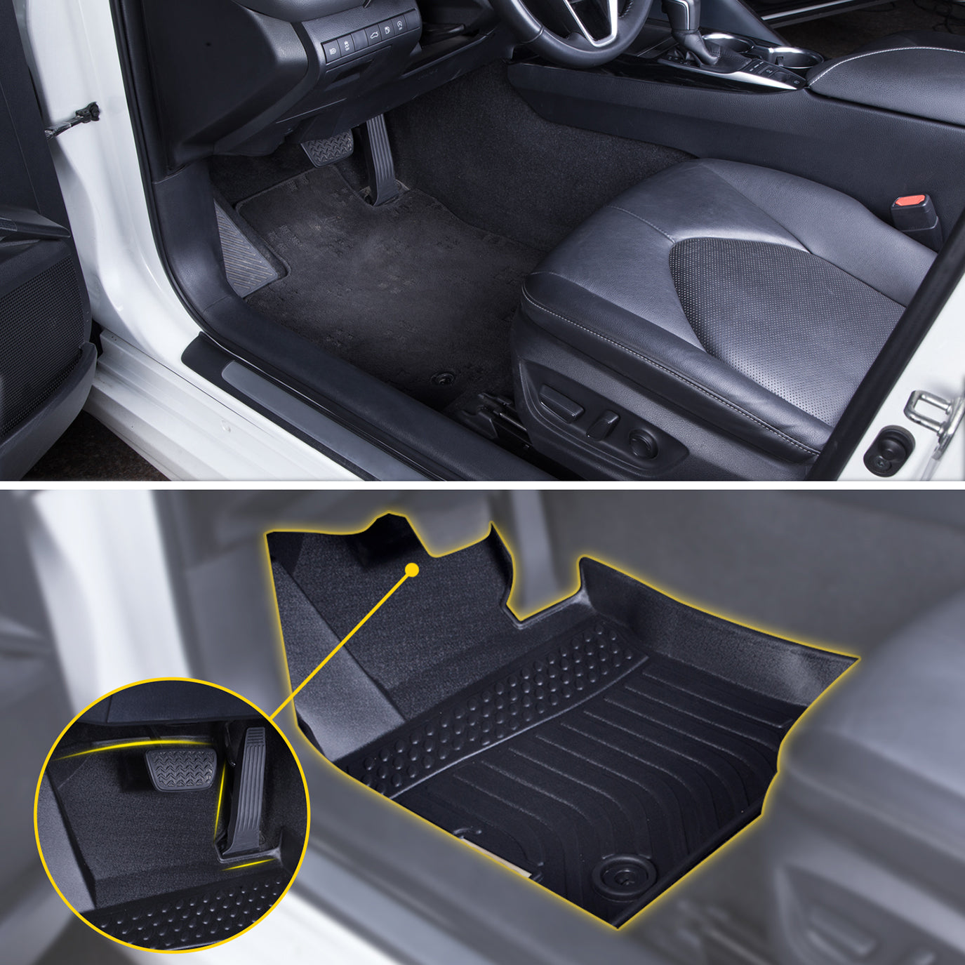 Toyota Highlander 5 Seats 2014-2019 Black Floor Mats TPE
