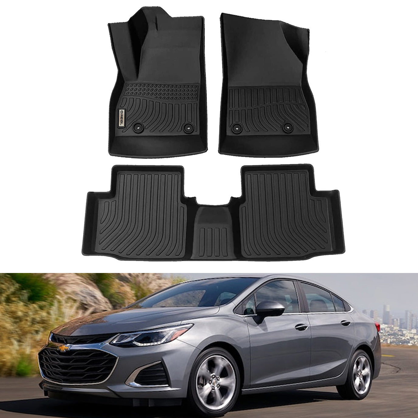 Chevrolet Chevy Cruze 2016-2020 (NOT for 2016 Limited) Black Floor Mats TPE