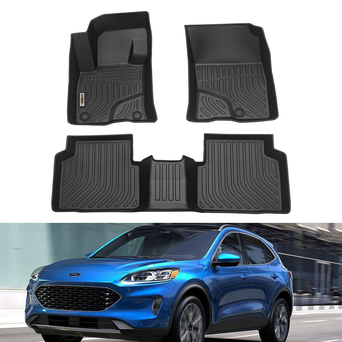 Ford Escape 2020-2022 (Not for Hybrid and Plug-In-Hybrid) Black Floor Mats TPE