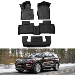 Ford Explorer 6 Seats 2020-2024 Black Floor Mats TPE