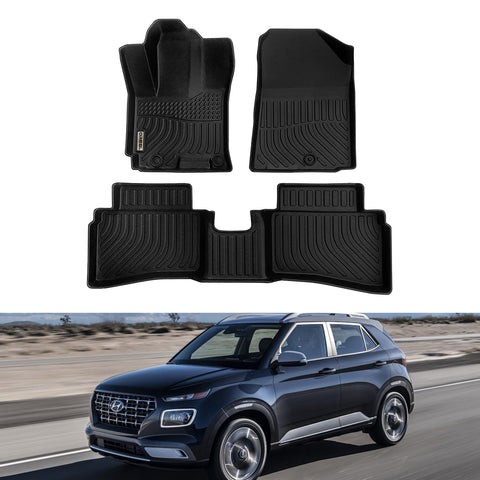 Hyundai Venue 2020-2024 Black Floor Mats TPE