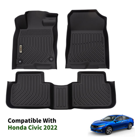 Honda Civic Sedan 2022 Black Floor Mats TPE