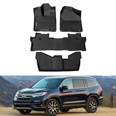 Honda Pilot 8 Seats 2016-2022 Black Floor Mats TPE