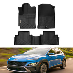 Hyundai Kona 2018-2022 NOT FOR Hybrid And EV Black Floor Mats TPE