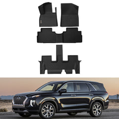 Hyundai Palisade 7 & 8 Seats 2020-2022 Black Floor Mats TPE