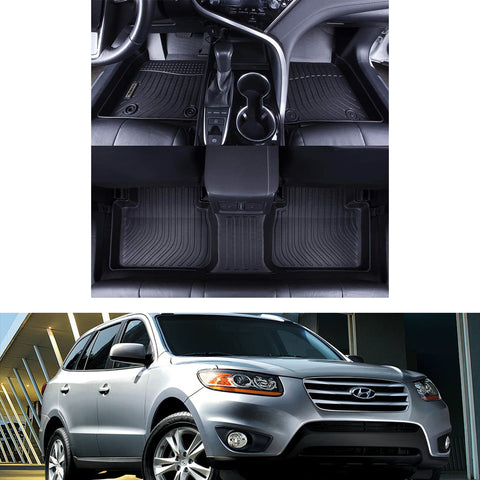 Hyundai Santa FE 2009-2012 Black Floor Mats TPE