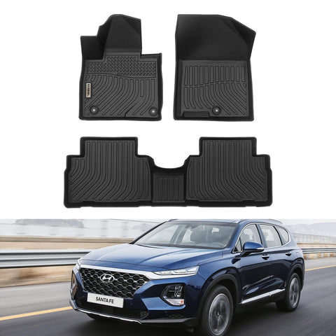 Hyundai Santa FE 2019 2020 Black Floor Mats TPE