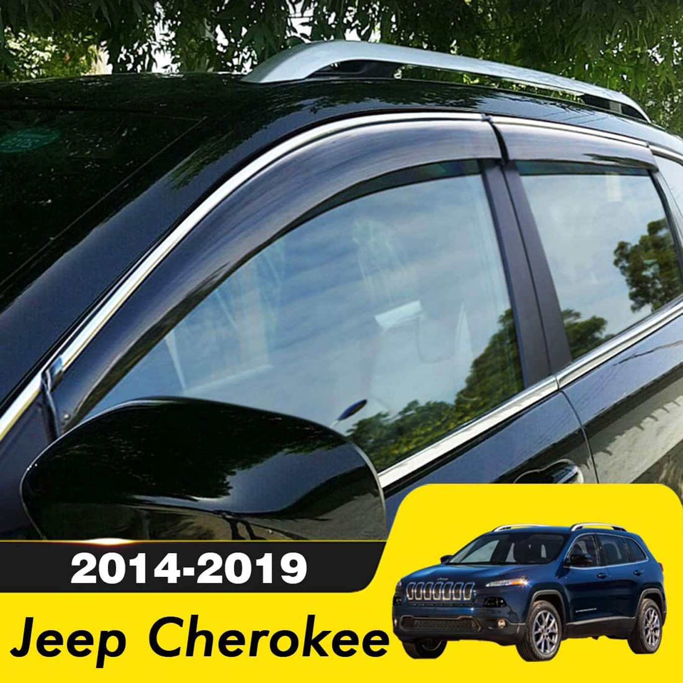 Jeep Cherokee 2014 2015-2019 Sun Rain Visors Smoke Gray