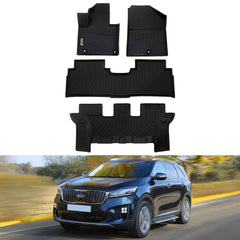 Kia Sorento 7 Seats 2016-2020 Black Floor Mats TPE