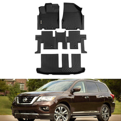 Nissan Pathfinder 7 Seats 2013-2021 Black Floor Mats TPE