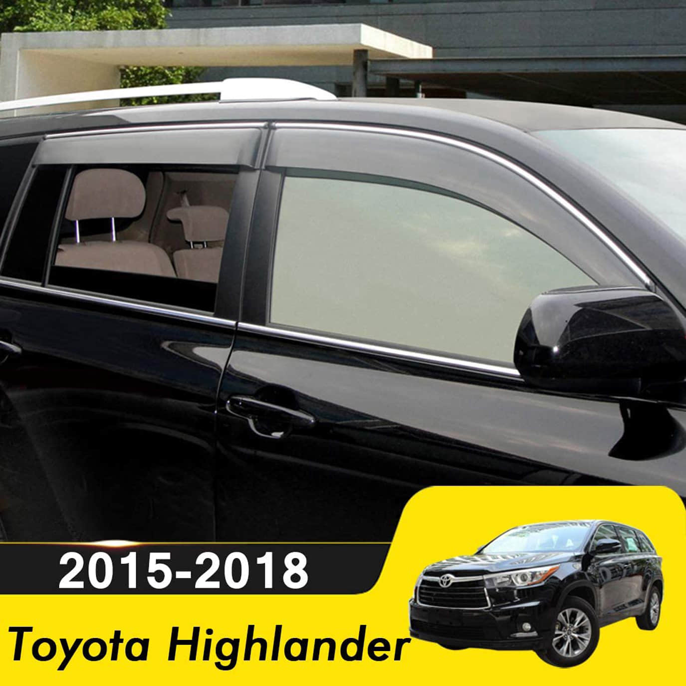 Toyota Highlander 2015-2019 Sun Rain Visors Smoke Gray