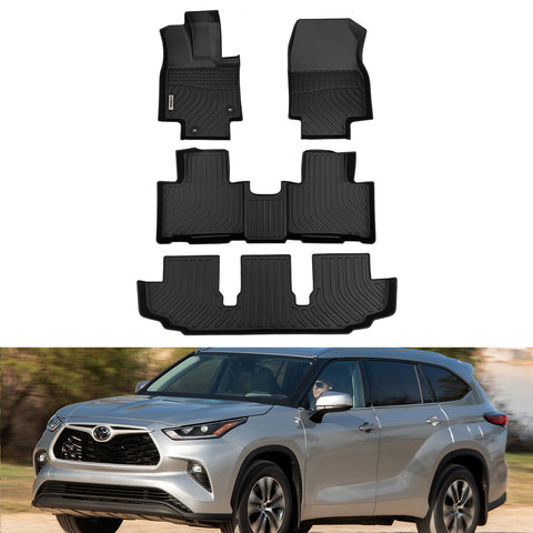 Toyota Highlander 7 Seats 2020 2021 2022 Black Floor Mats TPE