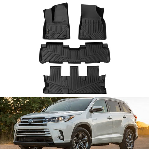 Toyota Highlander 8 Seats 2014 2015-2019 Black Floor Mats TPE