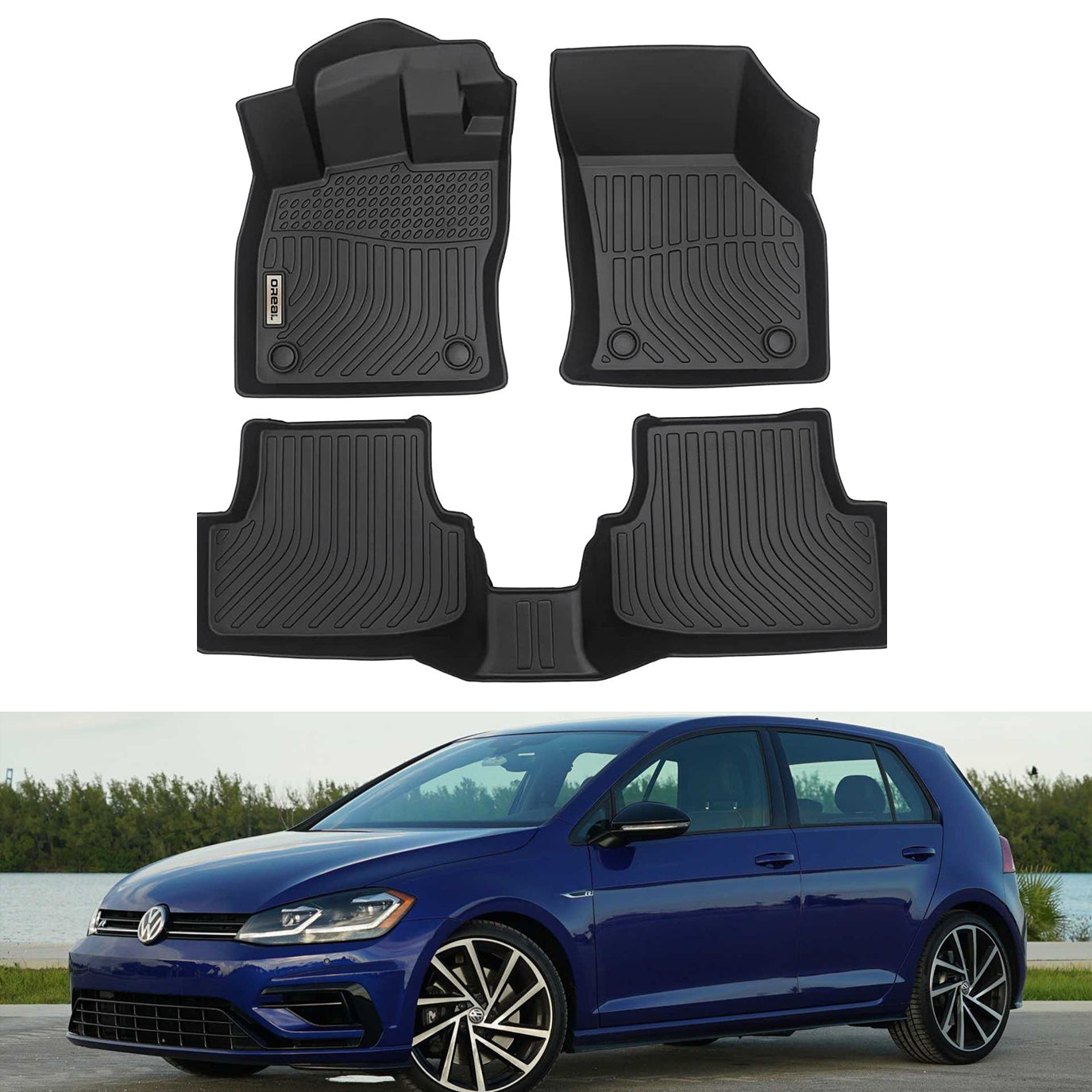 Volkswagen vw Golf R 2015-2019 Black Floor Mats TPE