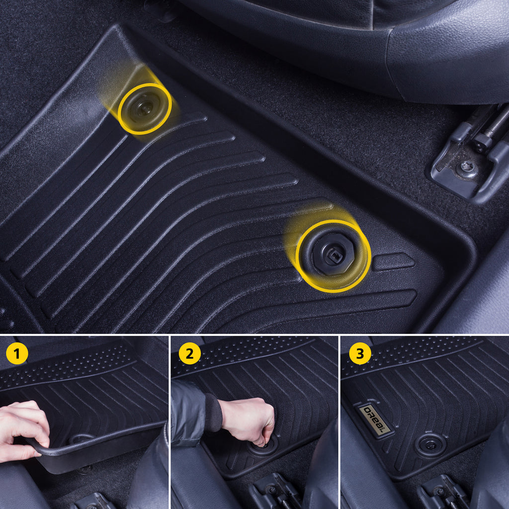 Ford Explorer 2015-2019 Black Floor Mats TPE (7 Seats Bench. Not for Bucket)